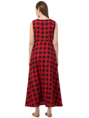 round neck checkered maxi dress - 16836666 - Standard Image - 3