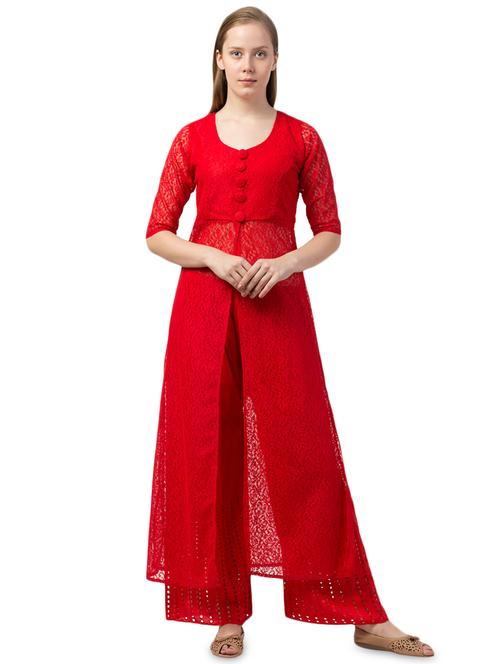 self design high-slit kurta - 16836680 - Standard Image - 1
