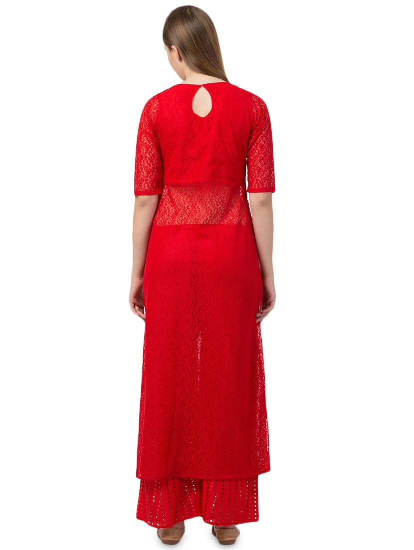 self design high-slit kurta - 16836680 - Zoom Image - 3