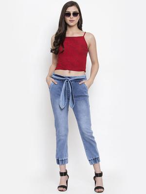 high rise tie front joggers - 16837095 - Standard Image - 4