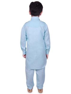 navy blue cotton kurta - 16837110 - Standard Image - 3