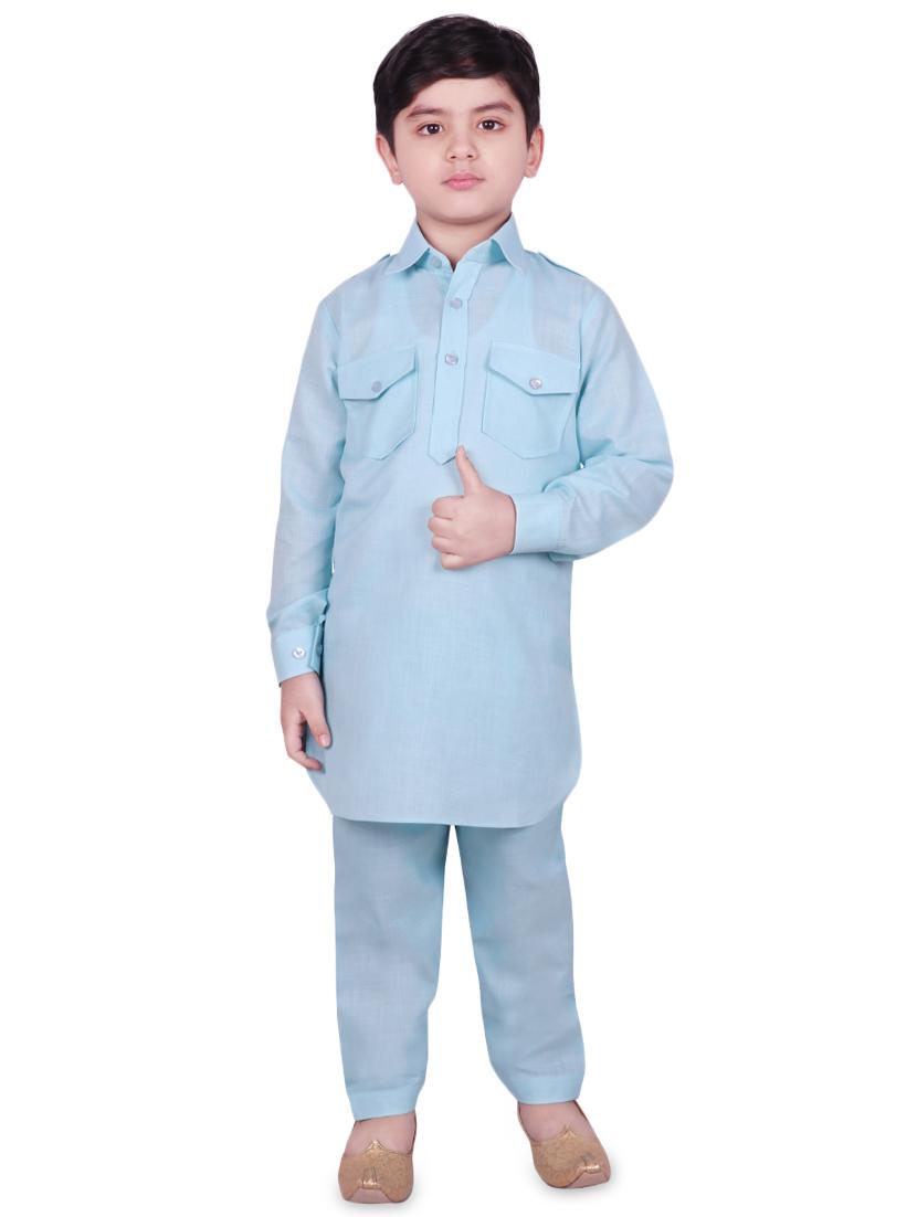 navy blue cotton kurta - 16837110 - Zoom Image - 1