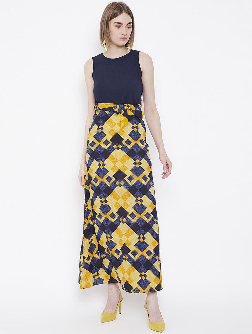 tie front color block maxi dress - 16837351 - Zoom Image - 1