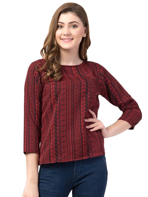 round neck aztec top - 16837483 - Standard Image - 1