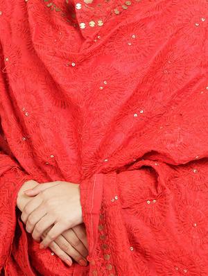 tonal embroidered phulkari dupatta - 16837526 - Standard Image - 2