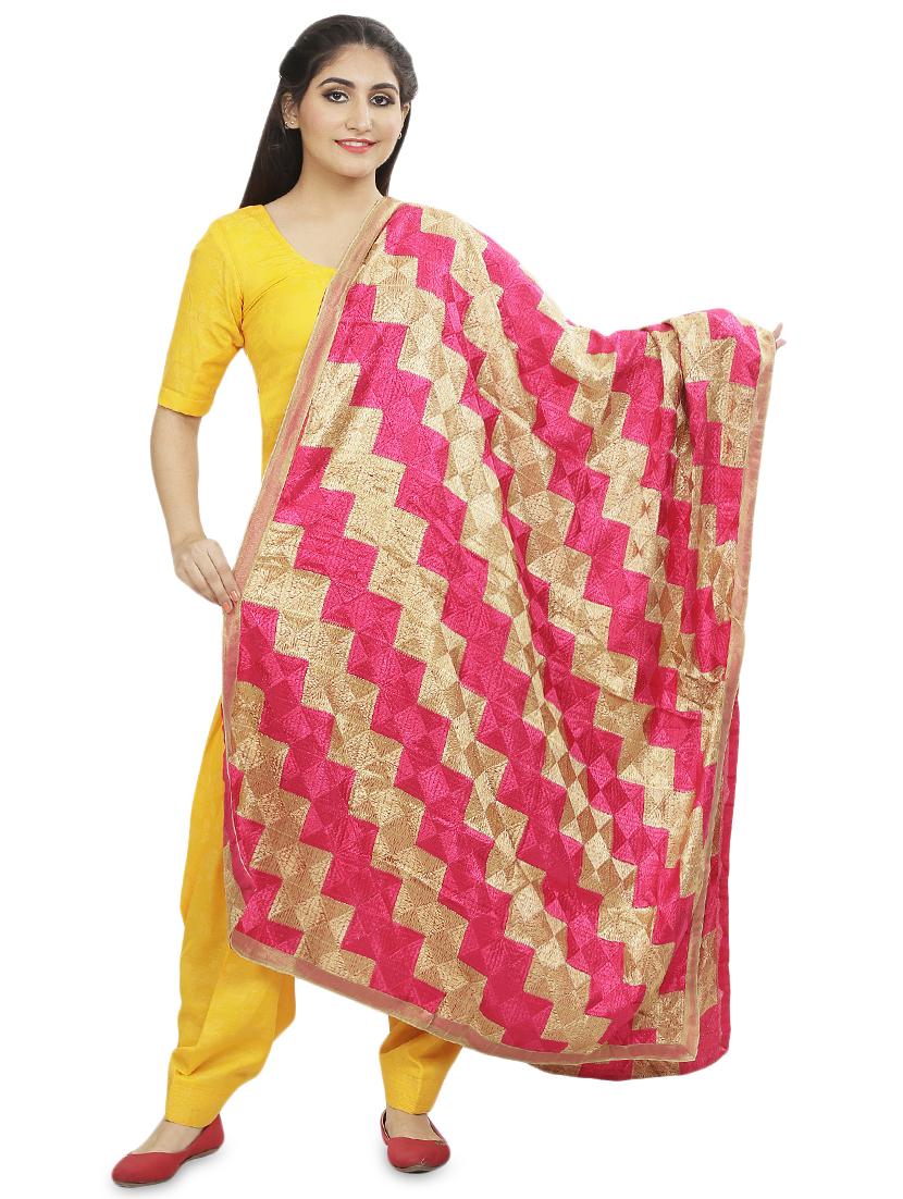 chevron phulkari dupatta - 16837550 - Zoom Image - 1