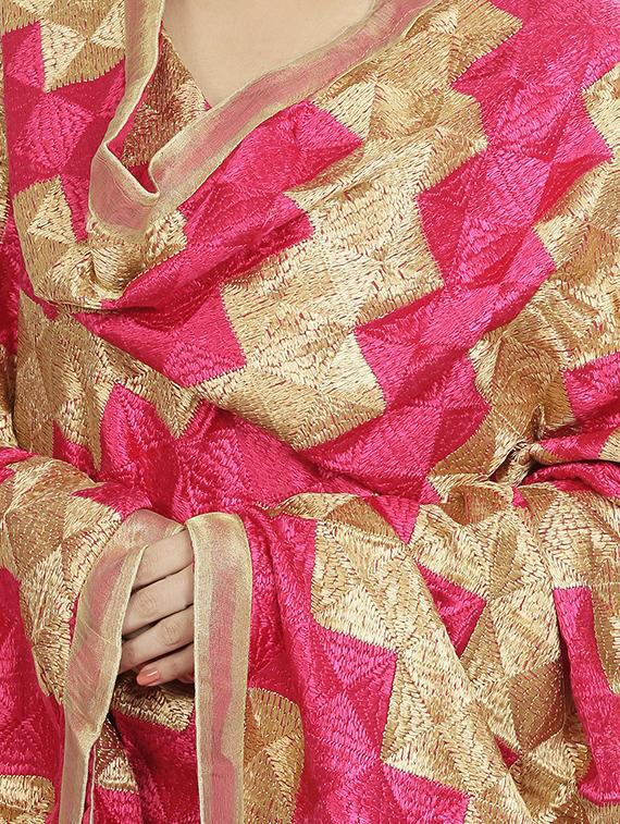 chevron phulkari dupatta - 16837550 - Zoom Image - 2