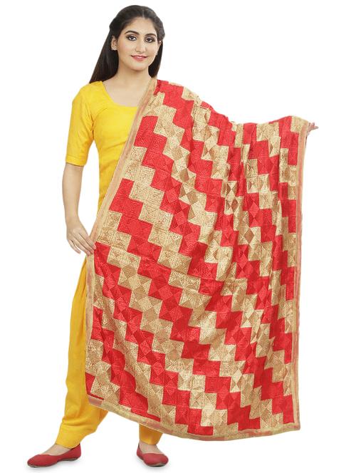chevron phulkari dupatta - 16837552 - Standard Image - 1