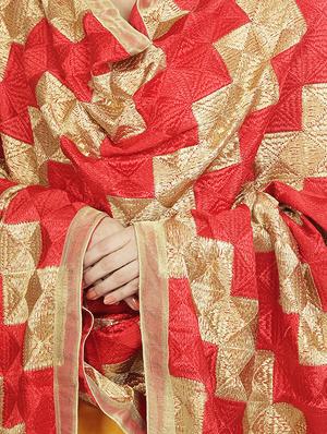 chevron phulkari dupatta - 16837552 - Standard Image - 2