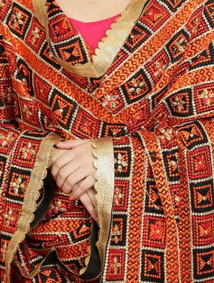 self desing phulkari dupatta - 16837558 - Standard Image - 2