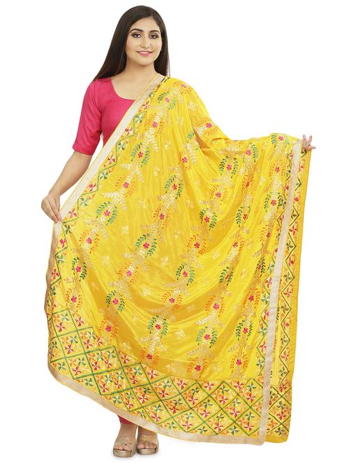 self design phulkari dupatta - 16837563 - Standard Image - 1