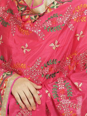 self design phulkari dupatta - 16837575 - Standard Image - 2