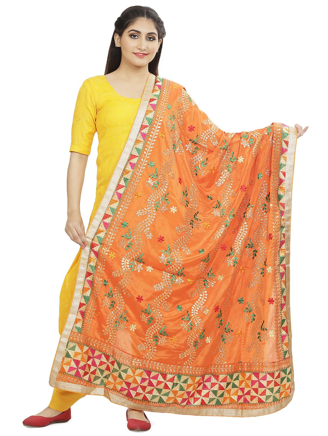 bordered phulkari dupatta - 16837576 - Zoom Image - 1