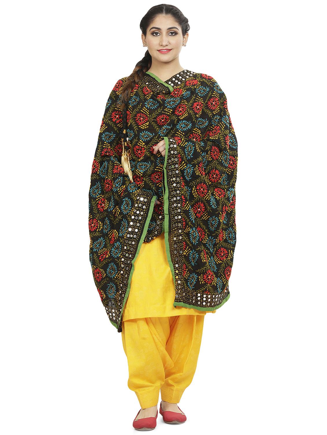 floral phulkari dupatta - 16837578 - Zoom Image - 1