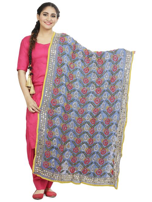 floral phulkari dupatta - 16837580 - Standard Image - 1