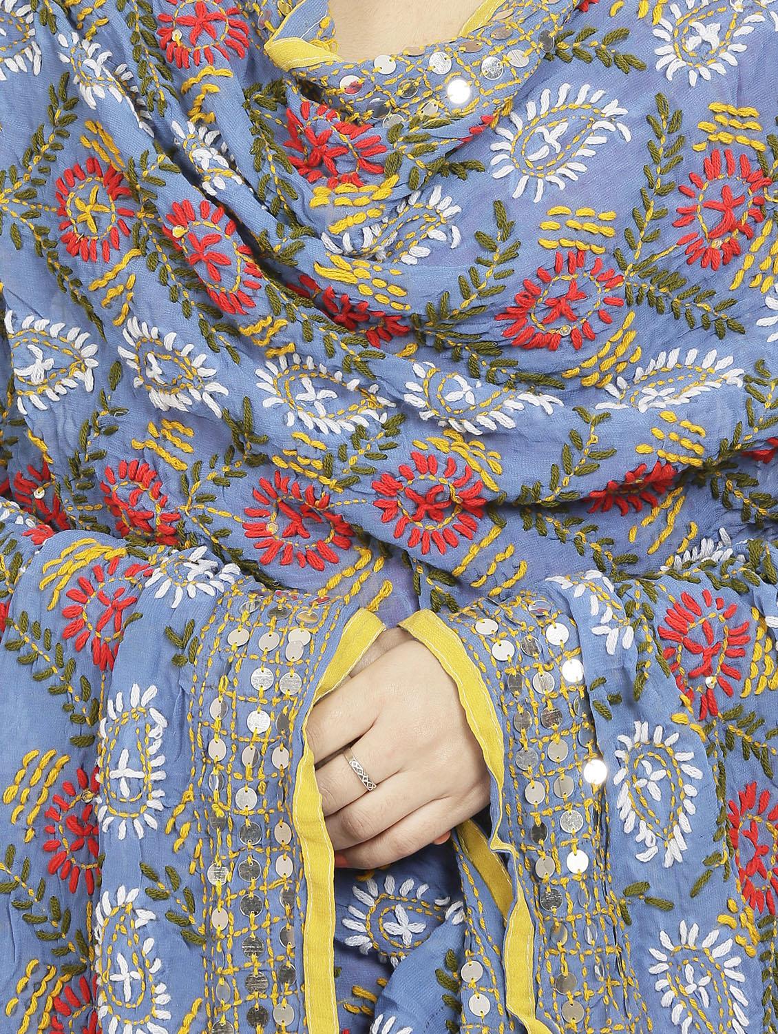 floral phulkari dupatta - 16837580 - Zoom Image - 2