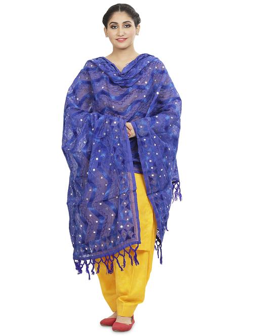 solid phulkari dupatta - 16837595 - Standard Image - 1