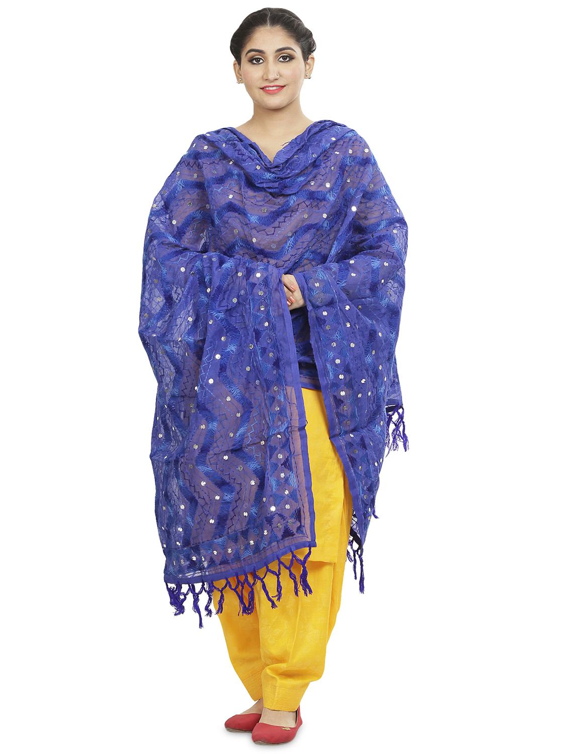solid phulkari dupatta - 16837595 - Zoom Image - 1