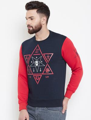 navy blue fleece chest print sweatshirt - 16837848 - Standard Image - 2