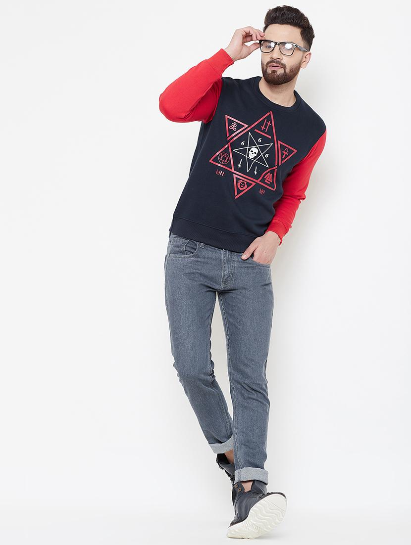 navy blue fleece chest print sweatshirt - 16837848 - Zoom Image - 4