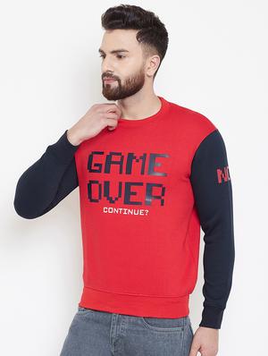 red fleece chest print sweatshirt - 16837849 - Standard Image - 2