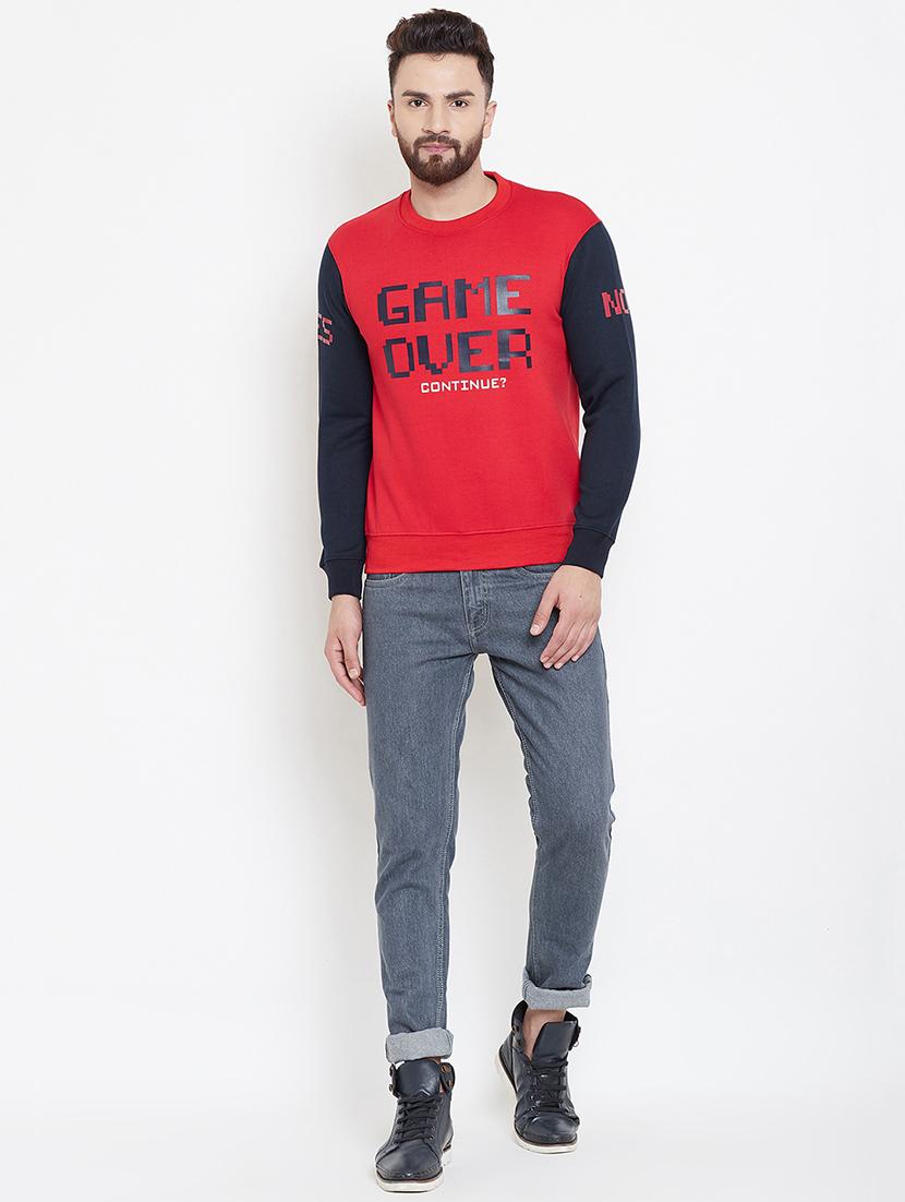 red fleece chest print sweatshirt - 16837849 - Zoom Image - 4