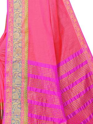 solid bordered maheshwari saree with blouse - 16837882 - Standard Image - 3