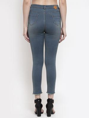 frayed hem high rise jeans - 16837896 - Standard Image - 3