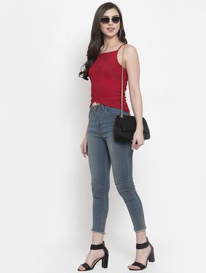 frayed hem high rise jeans - 16837896 - Standard Image - 4