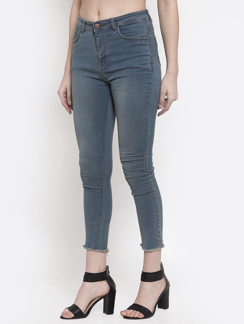 frayed hem high rise jeans - 16837896 - Zoom Image - 2
