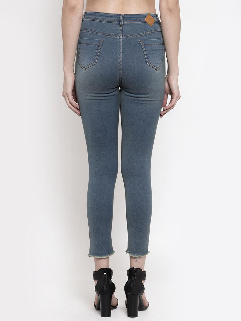 frayed hem high rise jeans - 16837896 - Zoom Image - 3
