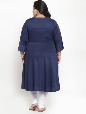 embroidered a-line kurta - 16838076 - Standard Image - 3