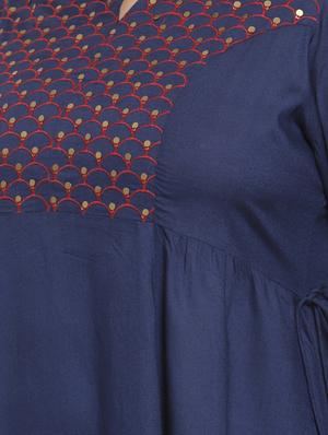 embroidered a-line kurta - 16838076 - Standard Image - 4