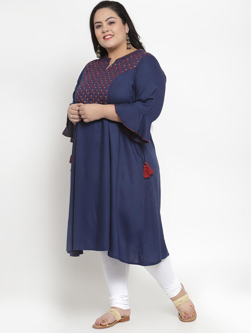 embroidered a-line kurta - 16838076 - Zoom Image - 2