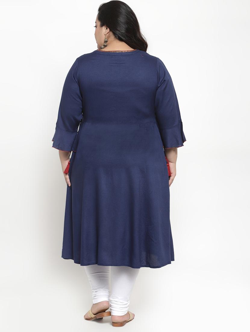 embroidered a-line kurta - 16838076 - Zoom Image - 3