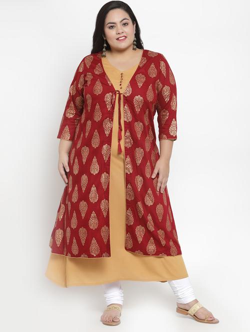 foil print a-line kurta - 16838079 - Standard Image - 1
