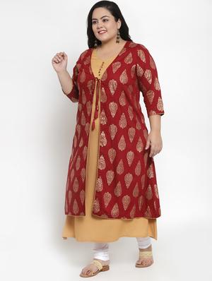 foil print a-line kurta - 16838079 - Standard Image - 2