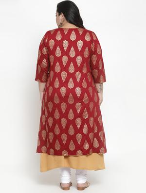 foil print a-line kurta - 16838079 - Standard Image - 3