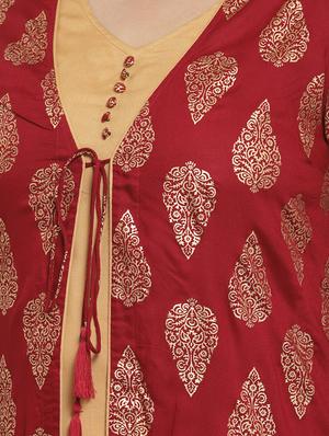 foil print a-line kurta - 16838079 - Standard Image - 4