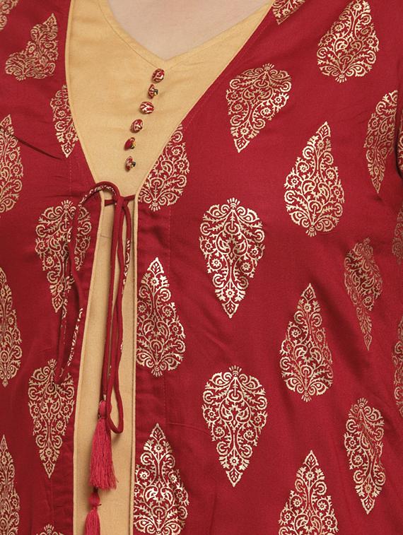 foil print a-line kurta - 16838079 - Zoom Image - 4