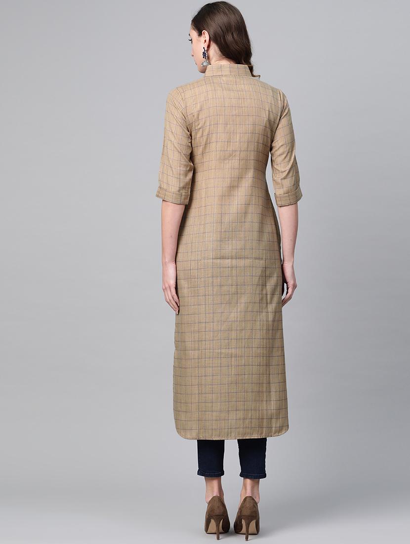 checkered straight kurta - 16838106 - Zoom Image - 3