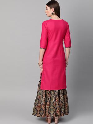 solid kurta skirt set - 16838117 - Standard Image - 3