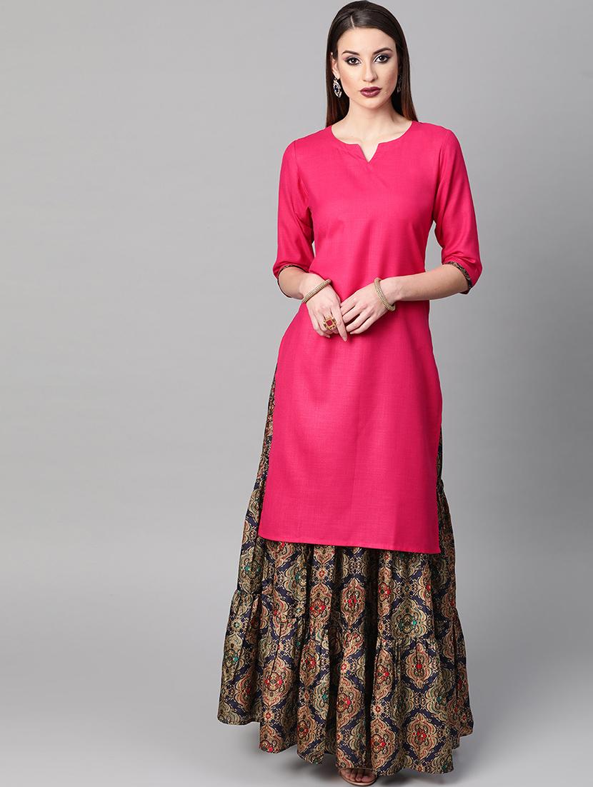 solid kurta skirt set - 16838117 - Zoom Image - 1