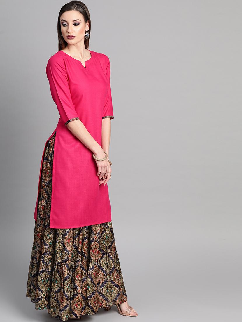 solid kurta skirt set - 16838117 - Zoom Image - 2