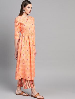 checkered kurta palazzo set - 16838125 - Standard Image - 2