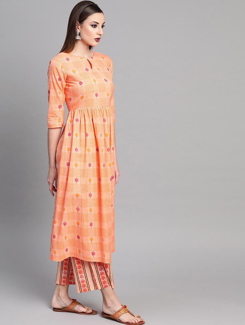 checkered kurta palazzo set - 16838125 - Zoom Image - 2
