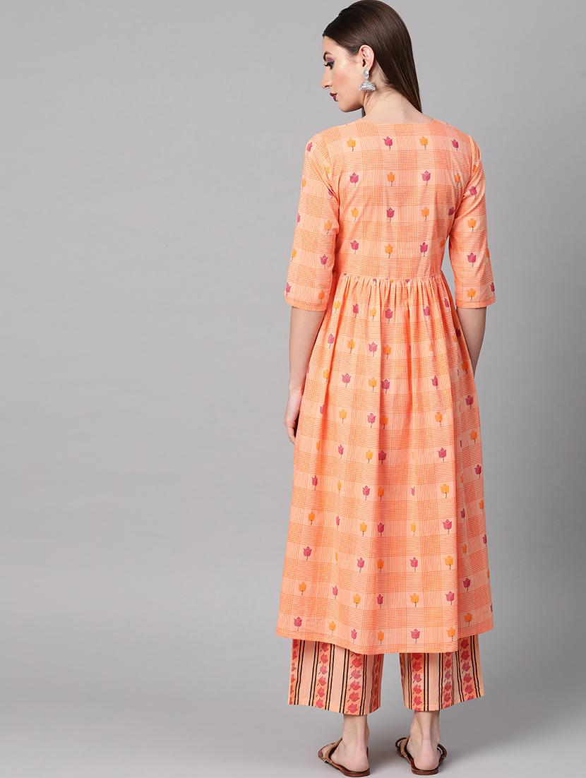 checkered kurta palazzo set - 16838125 - Zoom Image - 3
