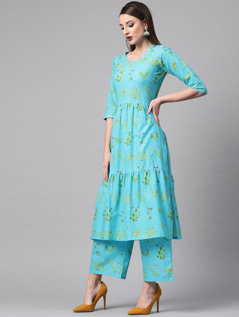 floral kurta palazzo set - 16838147 - Zoom Image - 2