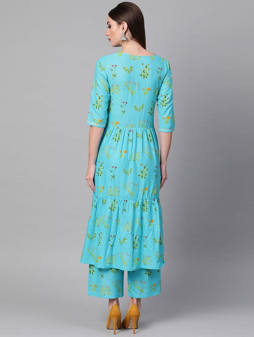 floral kurta palazzo set - 16838147 - Zoom Image - 3