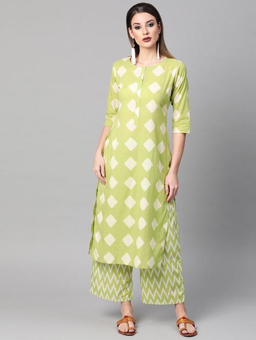 geometric kurta palazzo set - 16838151 - Standard Image - 1